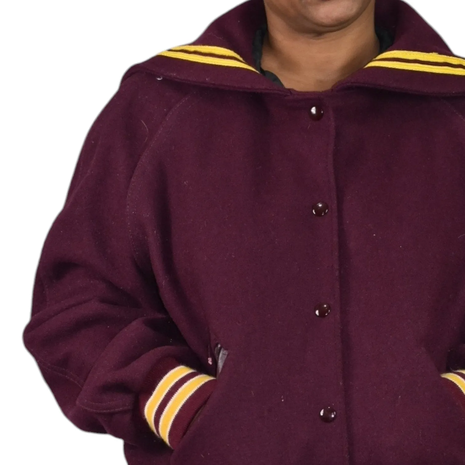 Vintage Holloway Varsity Jacket Red Tar Flap Wool Cheerleader College Letterman Bomber Trojan Embroidery Patch Size 40 Large