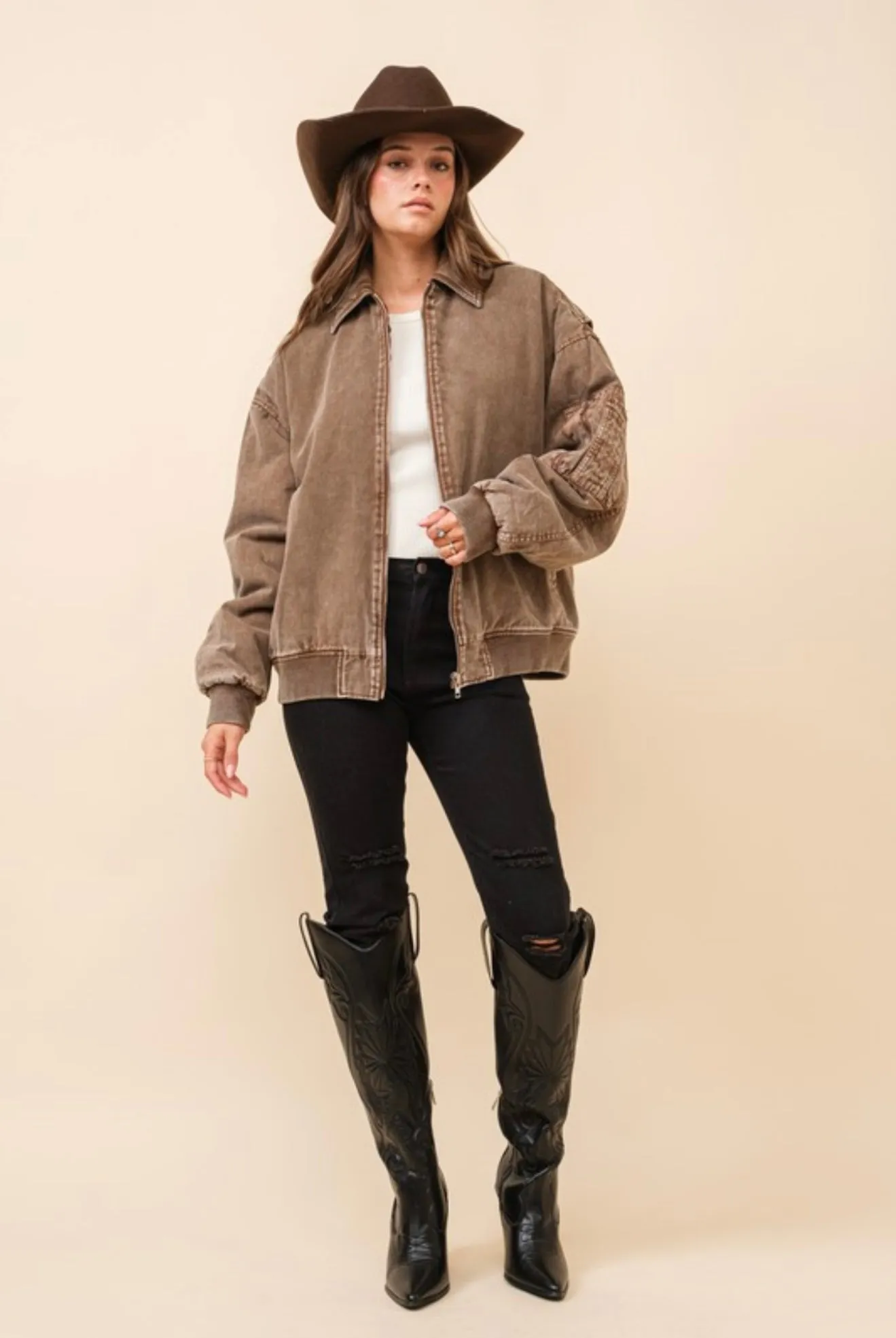Vintage Inspired Oversized Bomber Jacket