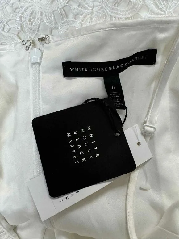 WH/BM NWT! LACE SLIP WHITE MIDI DRESS SIZE 6