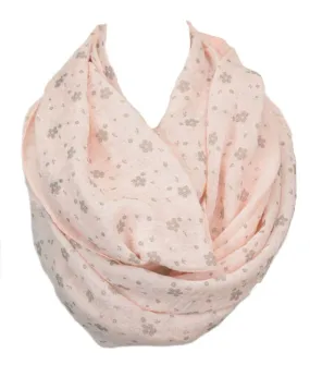 Whimsical Floral Daisy Design Infinity Loop Scarf in Peach