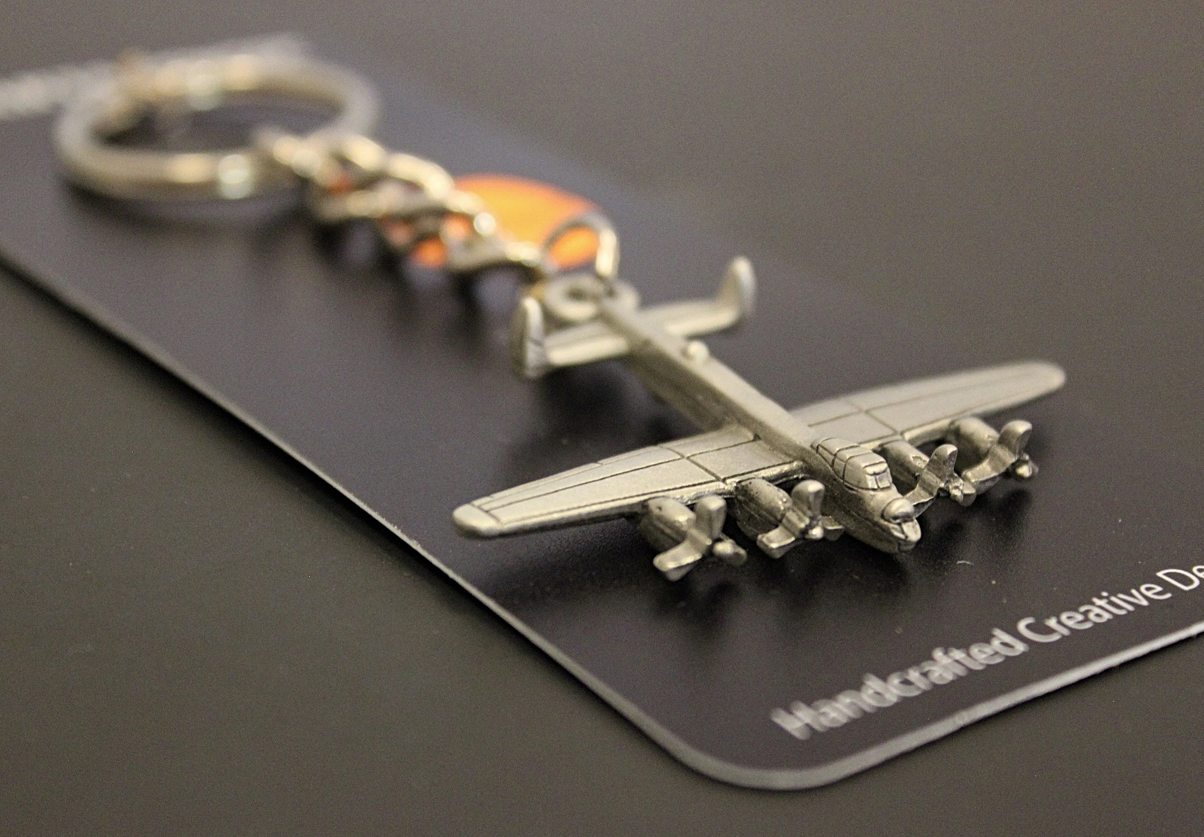 WWII Avro Lancaster British Heavy Bomber Pewter Airplane Keychain