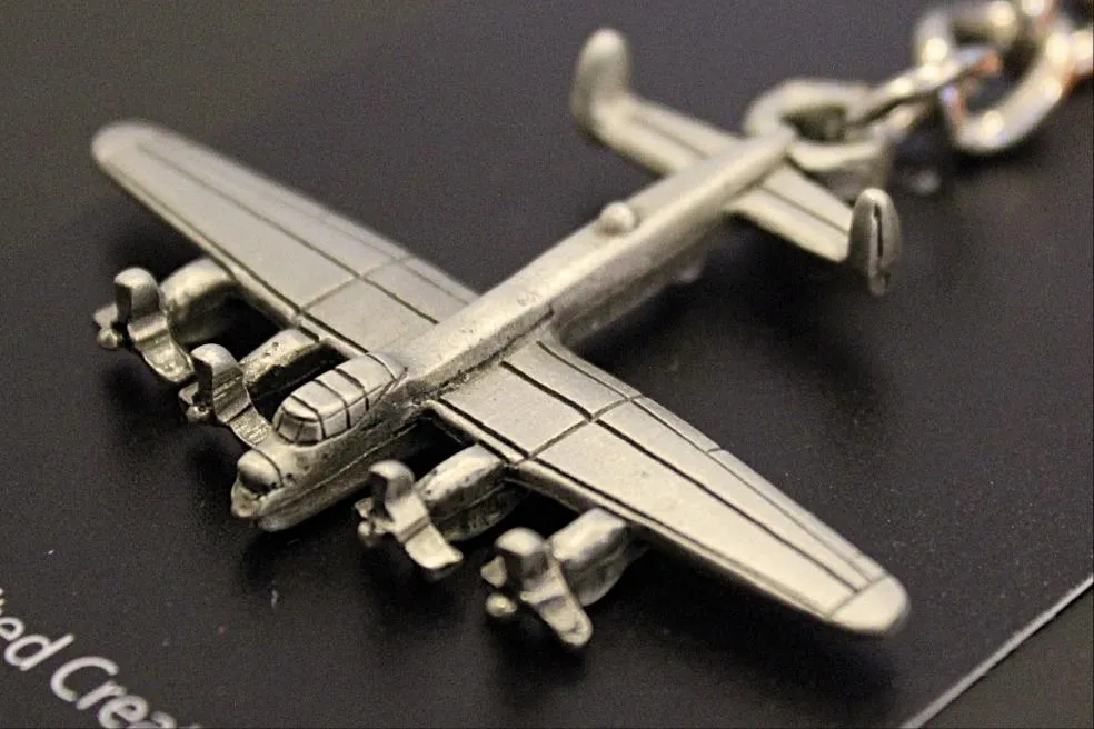 WWII Avro Lancaster British Heavy Bomber Pewter Airplane Keychain