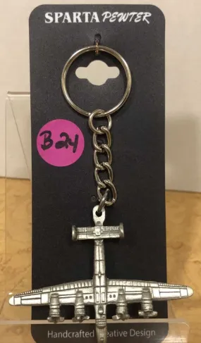 WWII Consolidated B-24 Liberator Airplane Pewter Keychain