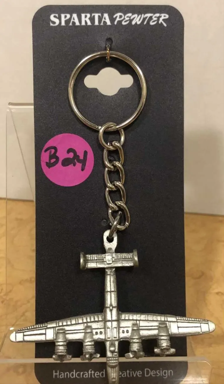 WWII Consolidated B-24 Liberator Airplane Pewter Keychain