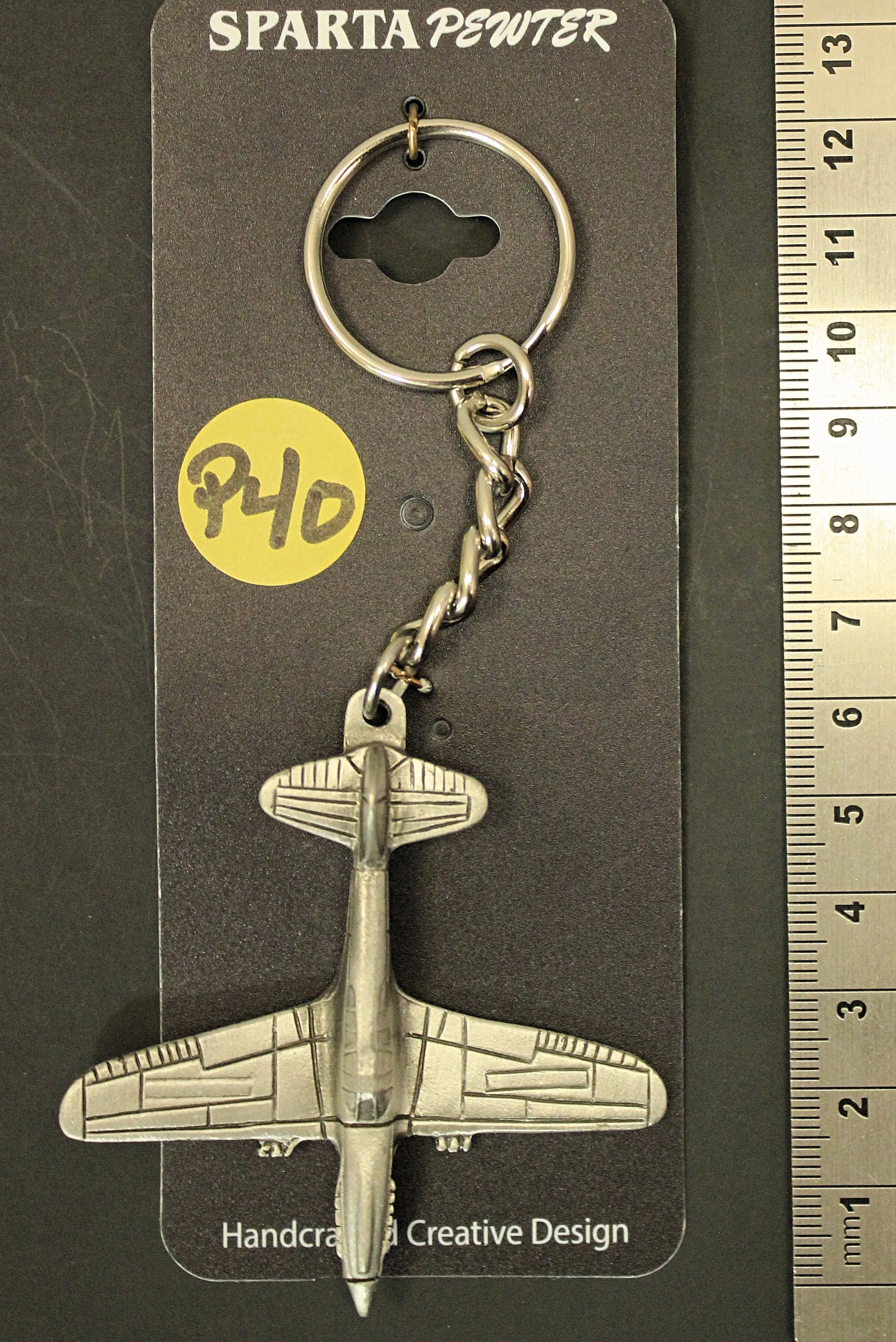 WWII Curtiss P-40 Warhawk Pewter Airplane Keychain