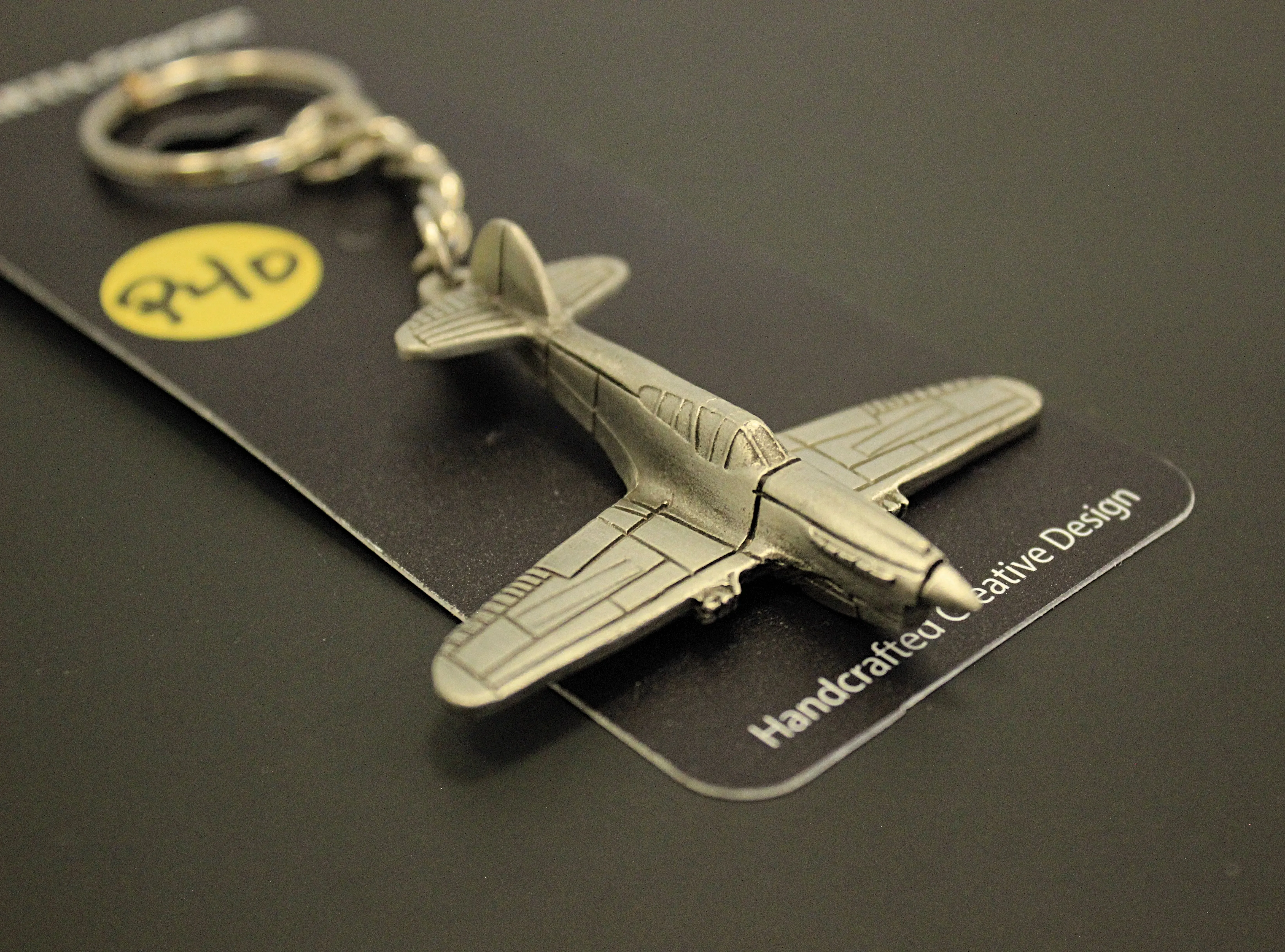 WWII Curtiss P-40 Warhawk Pewter Airplane Keychain