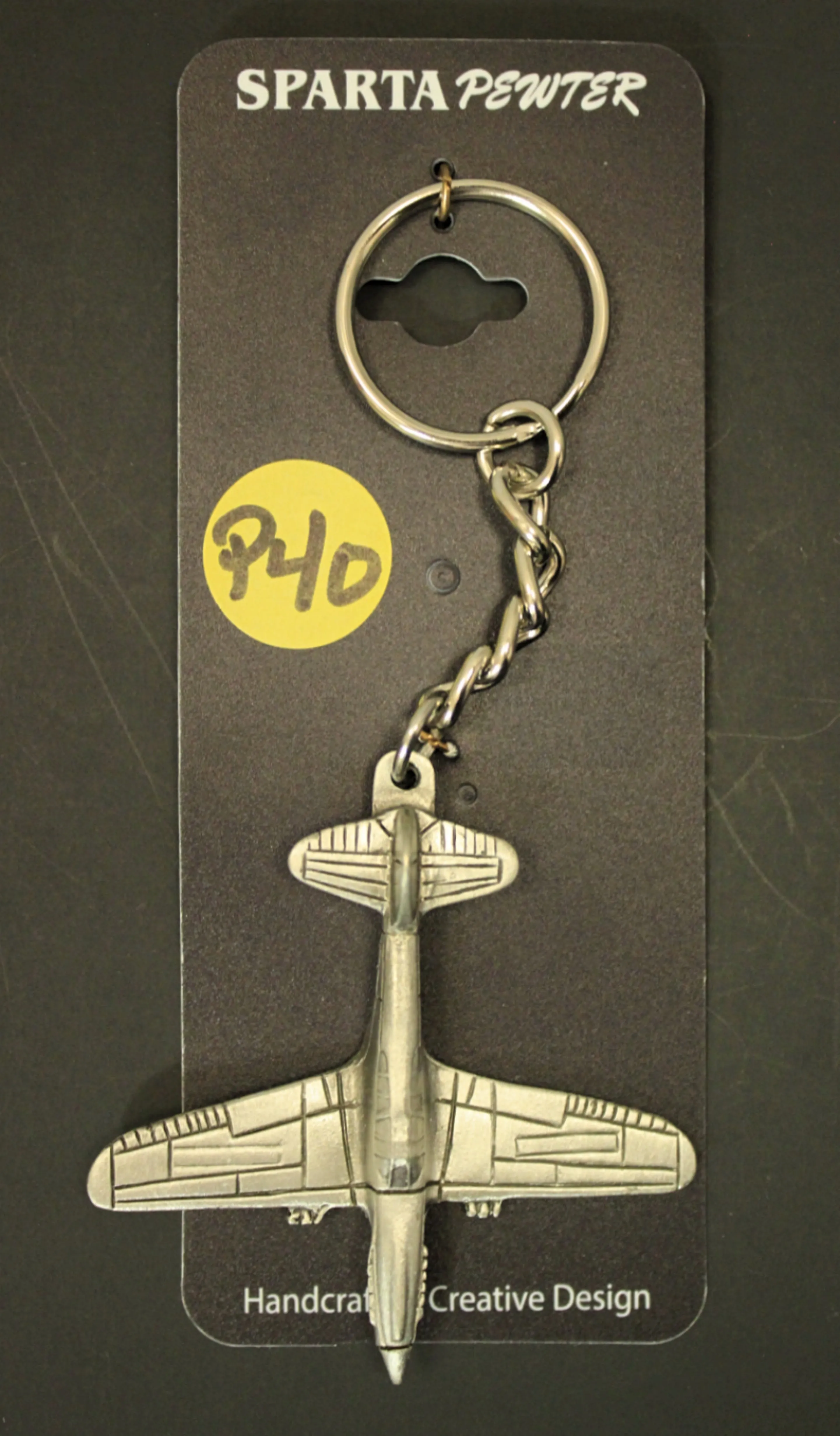 WWII Curtiss P-40 Warhawk Pewter Airplane Keychain