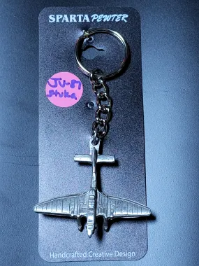 WWII Junkers JU-87 "Stuka" German Dive Bomber Airplane Pewter Keychain
