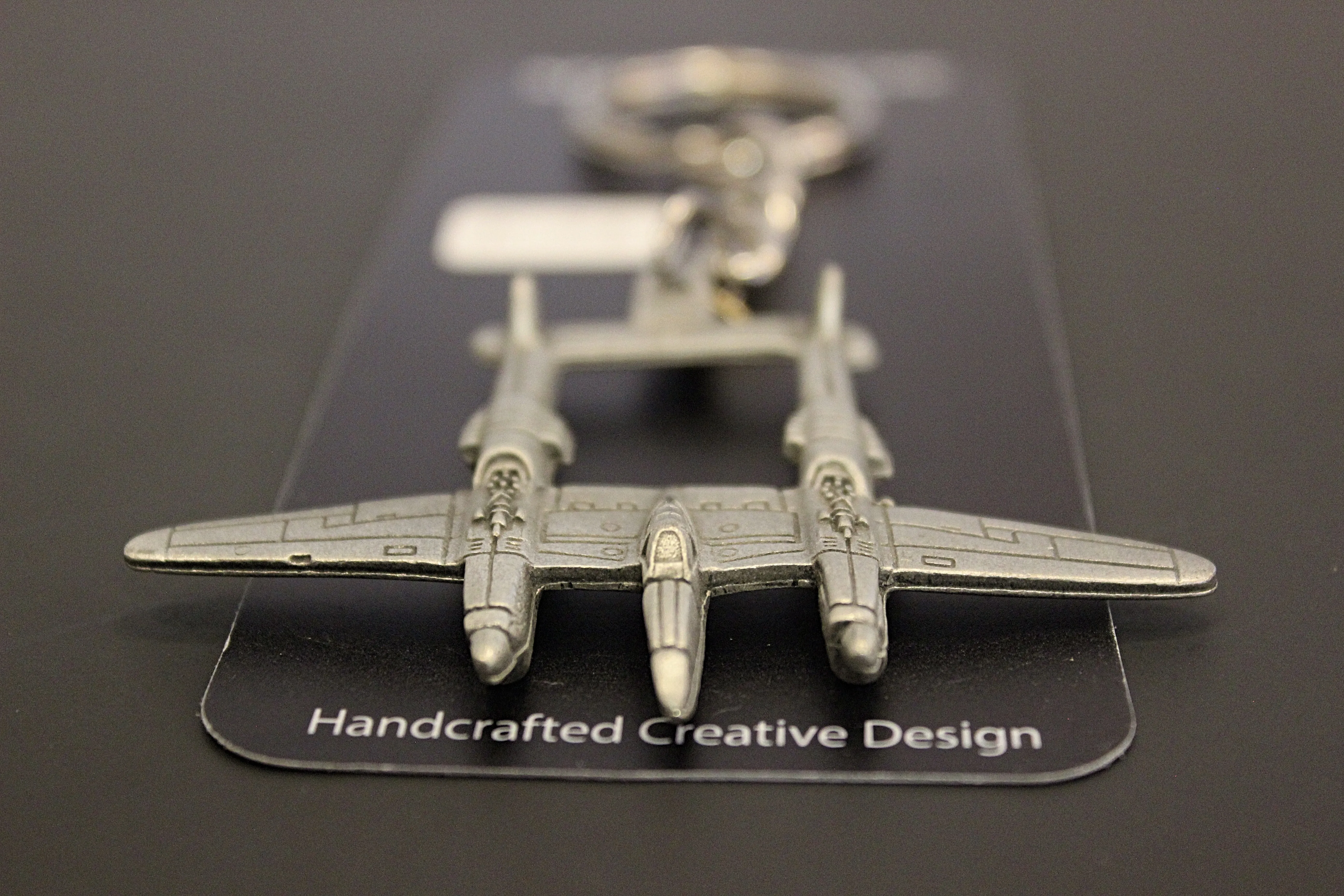 WWII Lockheed P-38 Lightning Airplane Pewter Keychain