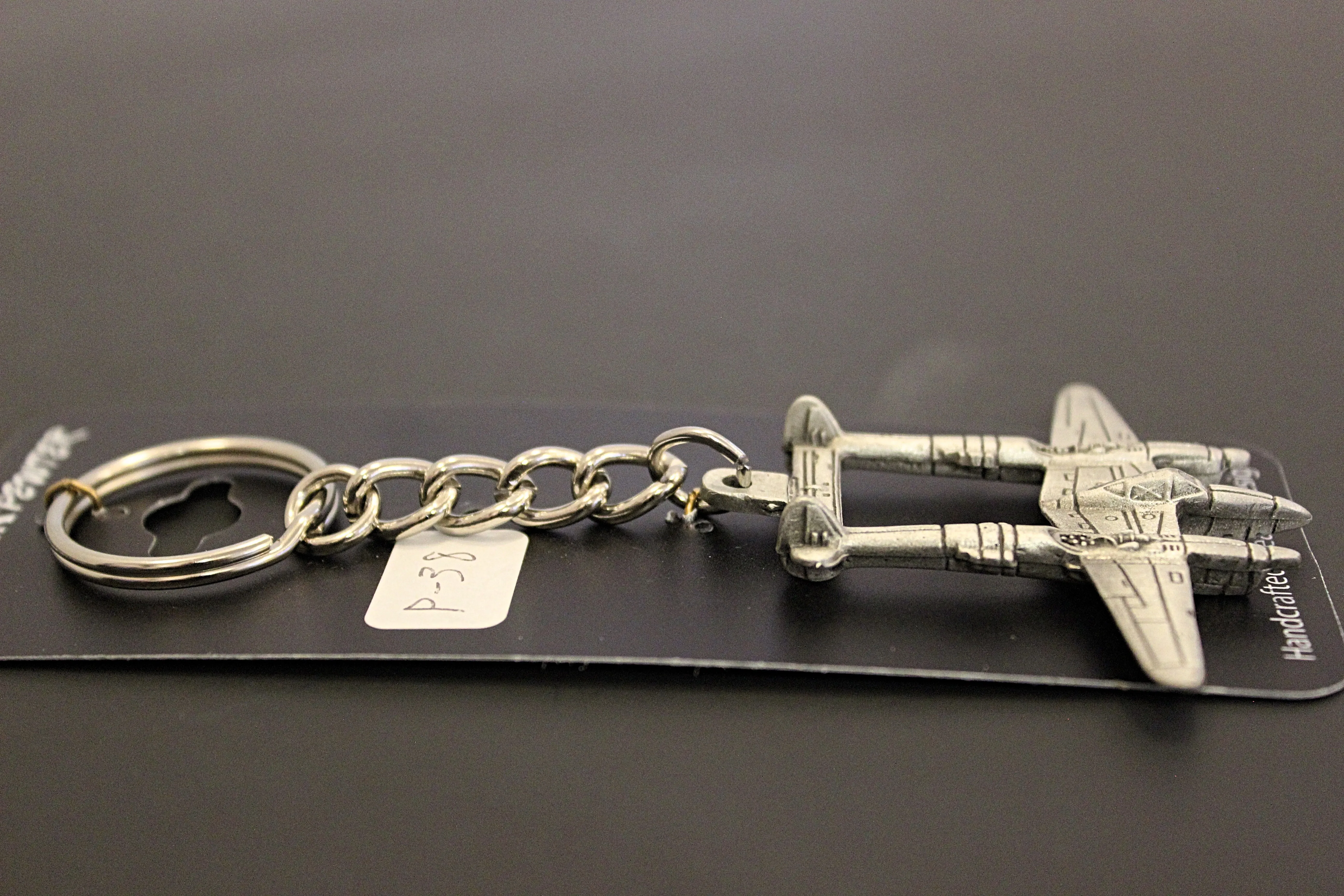 WWII Lockheed P-38 Lightning Airplane Pewter Keychain