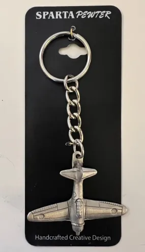 WWII Mitsubishi A6M Japanese "Zero" Pewter Airplane Keychain