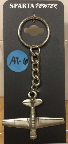 WWII North American AT-6 Texan/Canadian Harvard Pewter Airplane Keychain