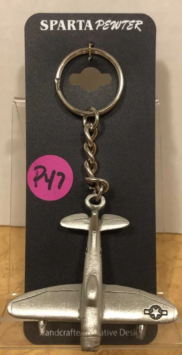 WWII Republic P-47 Thunderbolt Pewter Airplane Keychain