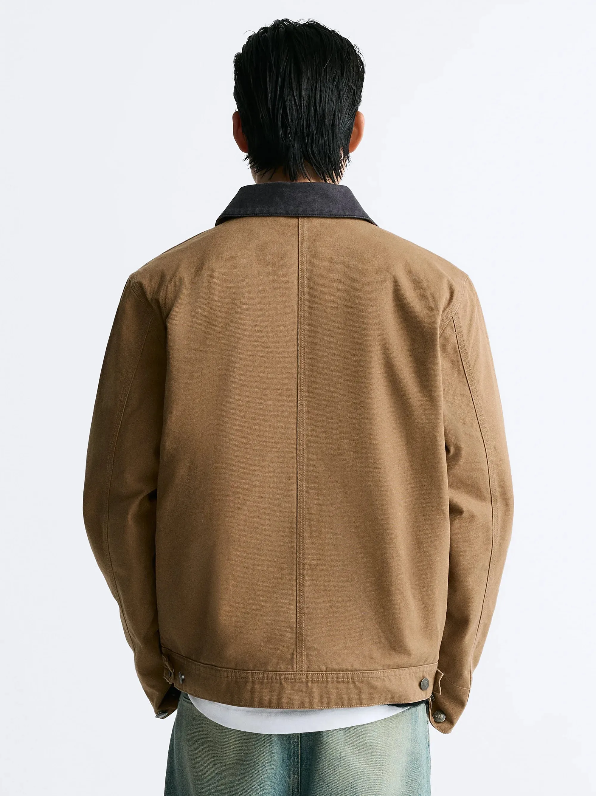 ZR Contrast Collar Denim Camel Jacket