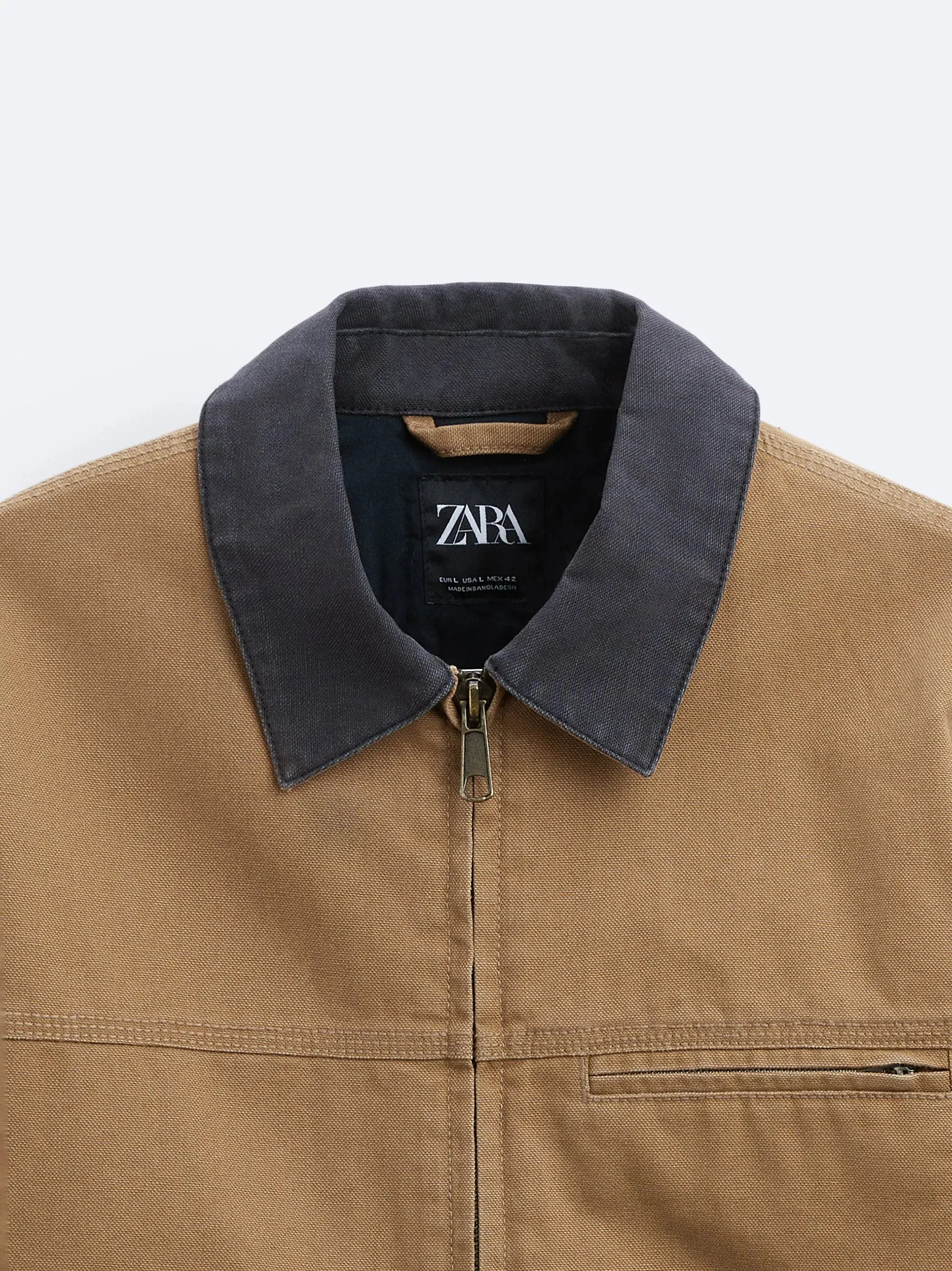 ZR Contrast Collar Denim Camel Jacket