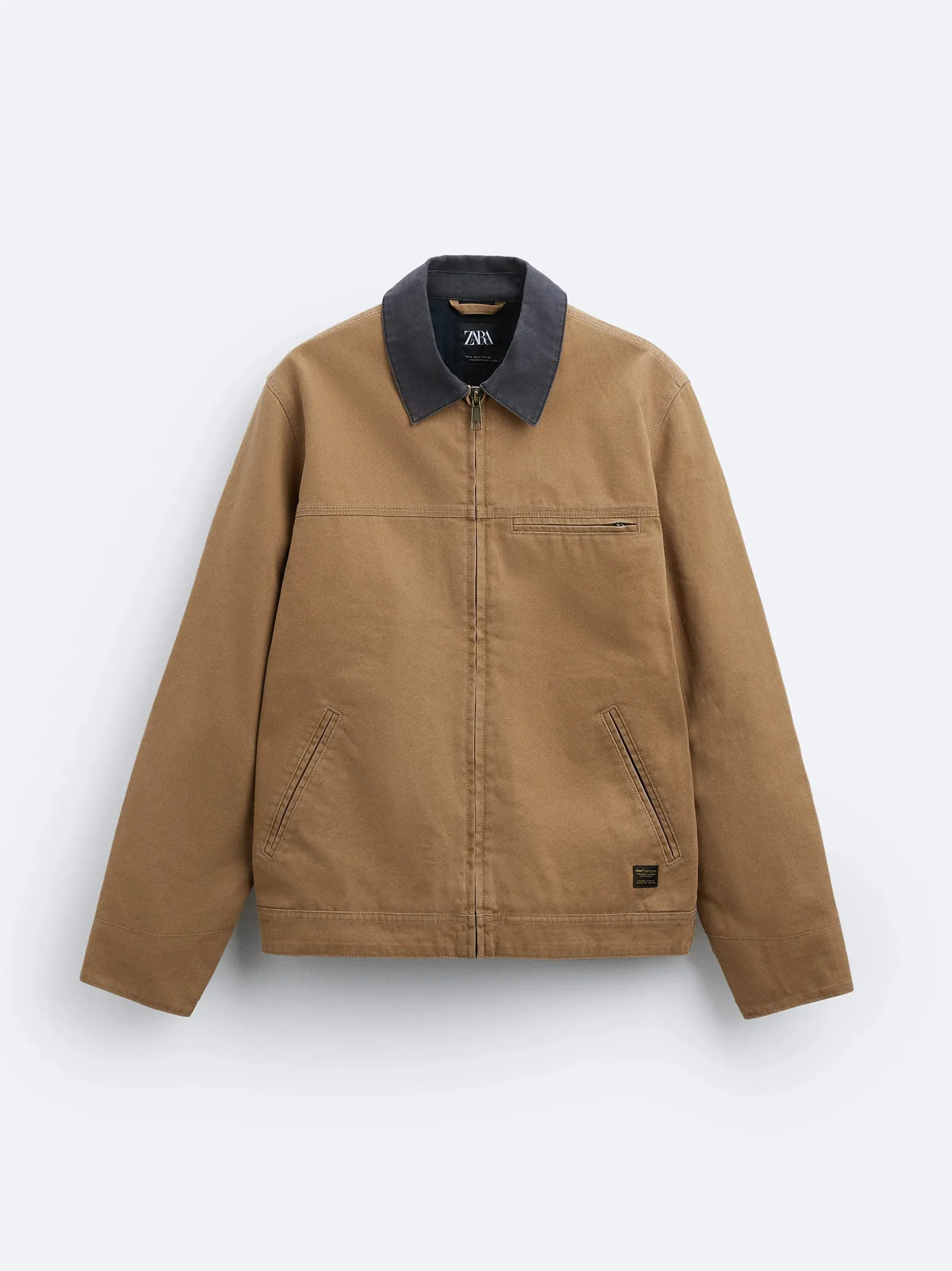 ZR Contrast Collar Denim Camel Jacket